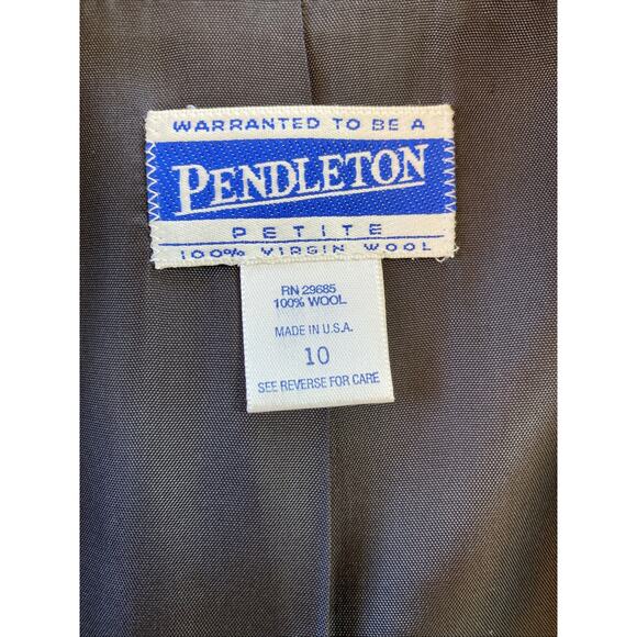 Pendleton Sz 10 Petite 100% Virgin Wool Classic Gray One Button Women's Blazer - Picture 7 of 16